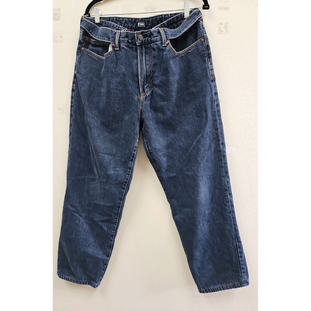 Lands End Square Rigger Flannel Lined Jeans Mens 37 Dark Wash Traditional Fit
